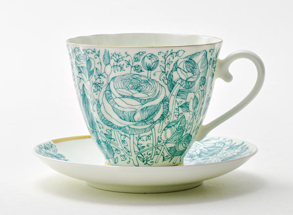 Чашка с блюдцем чайный Лето Зеленое Гвоздика