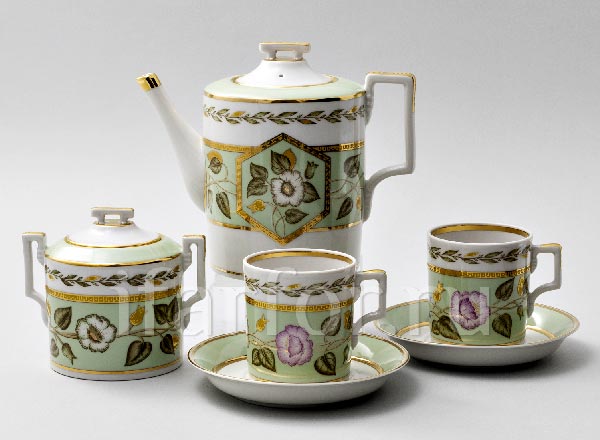 Сервиз чайный Нефритовый фон 6/14 Гербовая