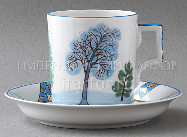 Чашка с блюдцем чайная Времена года. Зима Гербовая