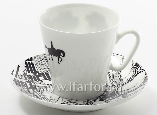 Чашка с блюдцем кофейная Наступление Черный кофе