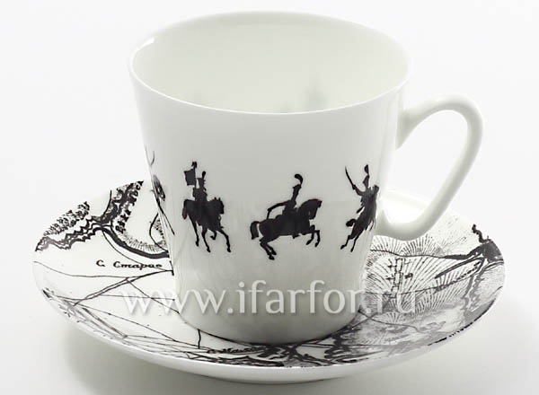 Чашка с блюдцем кофейная Французы Черный кофе