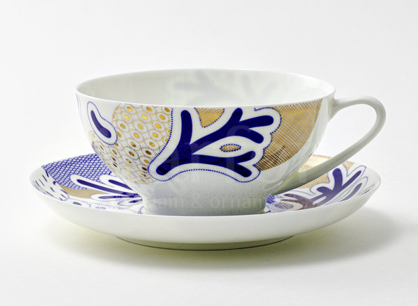 Чашка с блюдцем чайная Синий узор Купольная