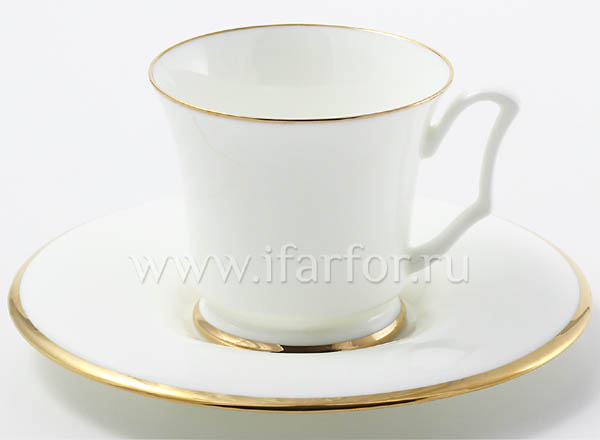 Чашка с блюдцем чайная второй сорт Золотая лента Юлия