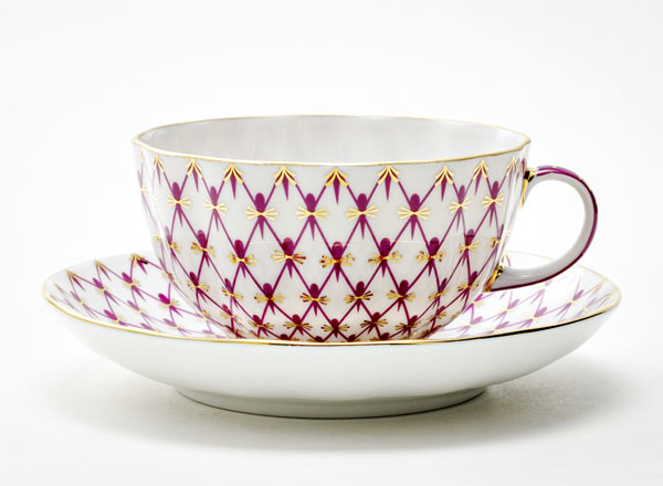 Чашка с блюдцем чайная Сетка-Блюз Тюльпан