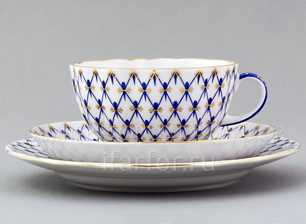 Комплект трехпредметный Кобальтовая сетка Модерн Тюльпан