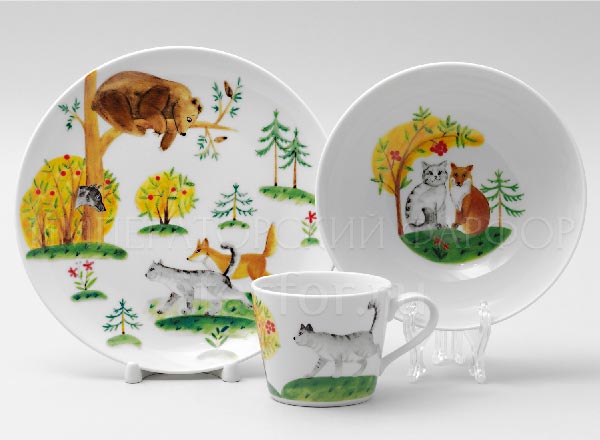 Set in a case for children three-piece in a case Cat and Fox Solo