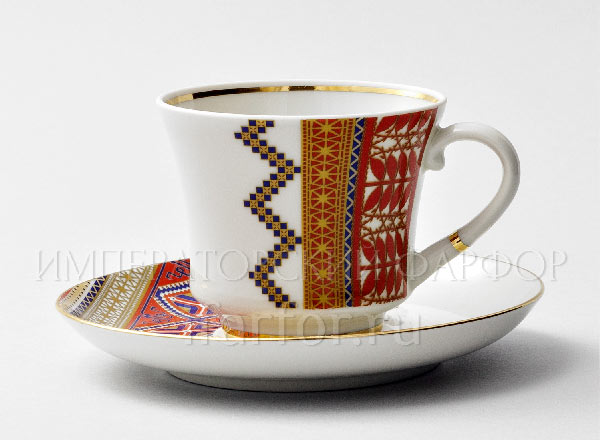 Чашка с блюдцем чайная Русский стиль. Разгуляй Банкетная