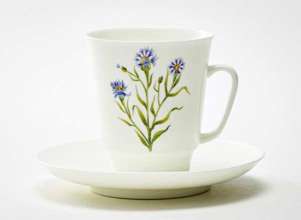 Чашка с блюдцем кофейная Цветы и ягоды. Василек Home Майская