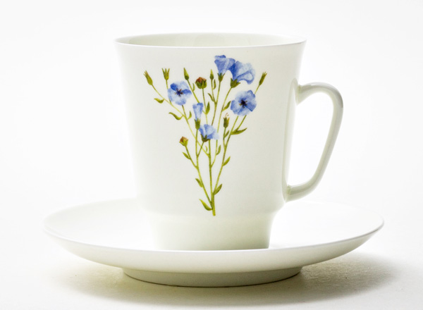 Чашка с блюдцем кофейная Цветы и ягоды. Лен Home Майская