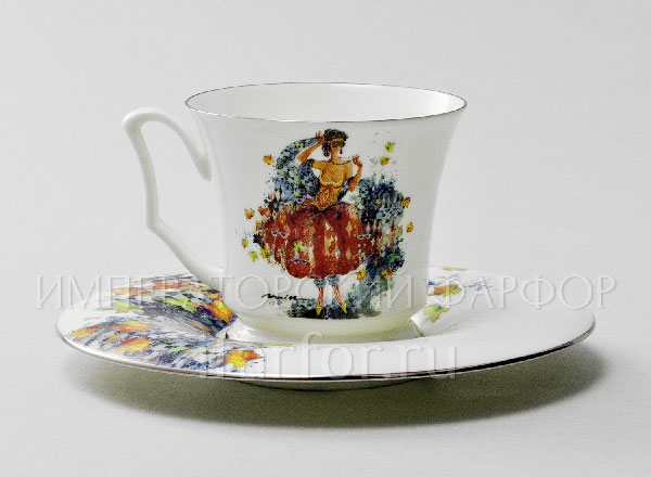 Cup and saucer Coffee Four seasons of love. Autumn Julia