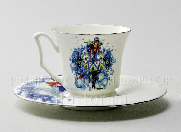 Cup and saucer Coffee Four seasons of love. Winter Julia