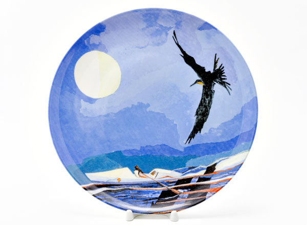 Plate decorative Fedor Konyukhov. The boat is moving