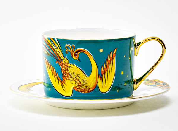 Чашка с блюдцем чайная Жар-птица зеленый Идиллия