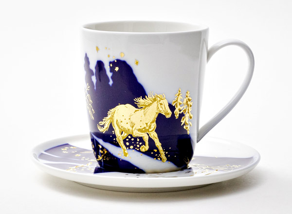 Чашка с блюдцем чайная Зимняя дорога Колокол