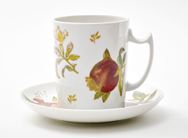 Бокал с блюдцем чайный Гранаты Снежное утро