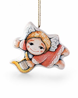 Елочная игрушка Ангел красный