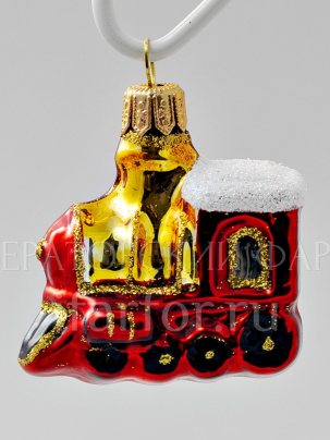 Елочная игрушка Паровоз красный 62 мм.