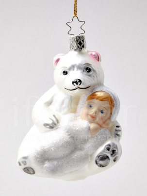 Елочная игрушка Девочка и медведь 102 мм.