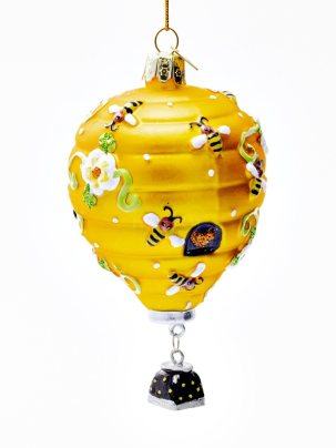 Елочная игрушка Воздушный шар-улей 70 x 135 мм.