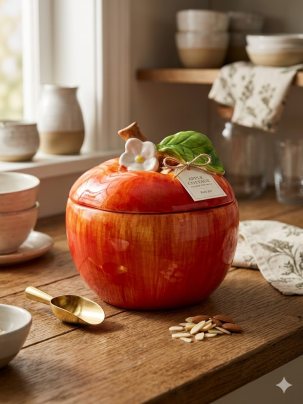 Банка для сыпучих продуктов Elan Gallery Яблоко, керамическая с крышкой, 1,5 л