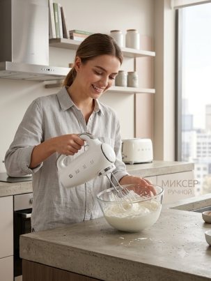 Ручной миксер SMEG HMF01WHEU, цвет белый глянцевый
