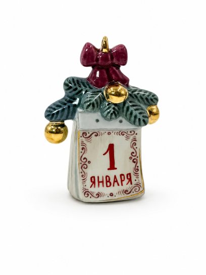 Елочная игрушка «Двенадцать месяцев. Календарь» Фарфор. 48 x 68 мм.