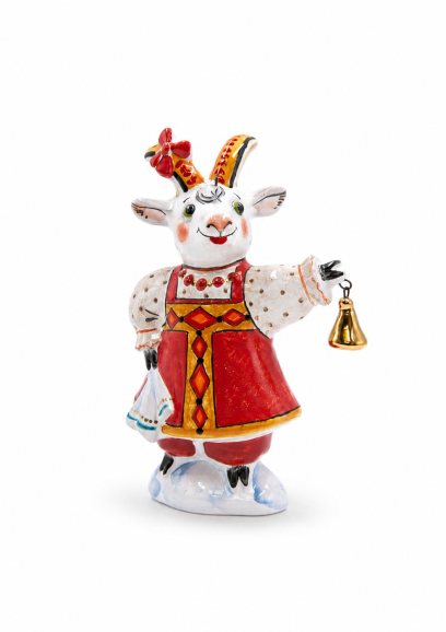 Елочная игрушка «Коза» Майолика. 65 x 100 мм.
