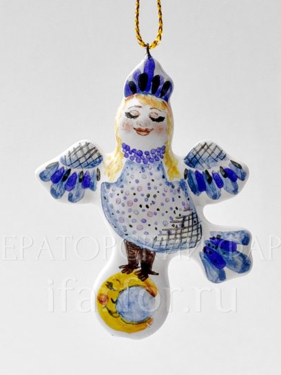 Елочная игрушка «Феникс» Форма: Феникс. Майолика. 20 x 60 x 75 мм.
