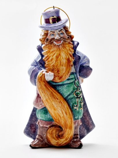 Елочная игрушка «Золотой ключик. Карабас Барабас» Майолика. 85 x 140 мм.