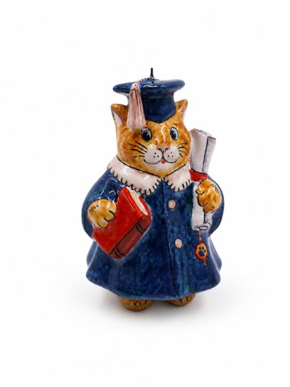 Елочная игрушка «Кошечка в мантии» Майолика. 67 x 114 мм.