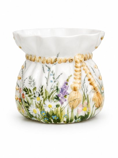 Ваза «Луговые цветы» Форма: Мешочек малый. Майолика. 105 мм.