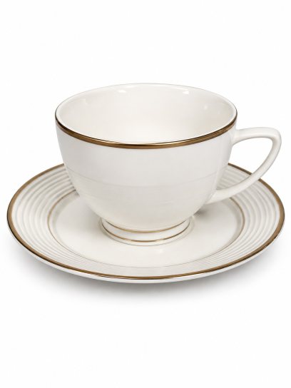 Чашка с блюдцем чайная «Отводка золото Ivory» 1/2 Форма: LEA. Фарфор. 240 мл.