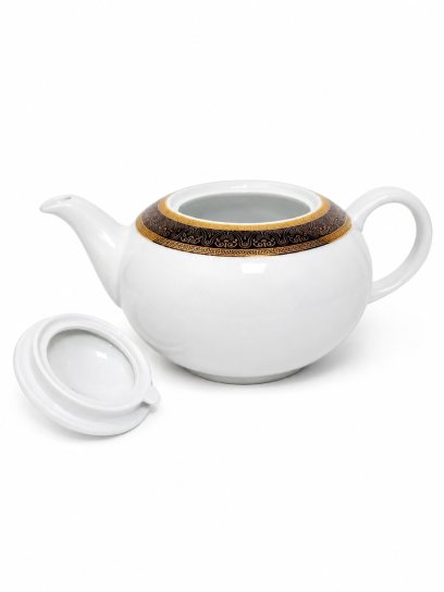 Чайник заварочный «Широкий кант платина золото» Форма: OPAL. Фарфор. 1200 мл.