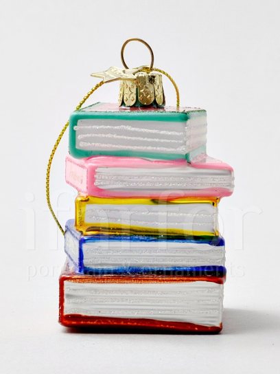 Елочная игрушка «Стопка книг» Стекло. 75 мм.