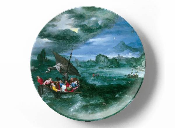 Decorative plate Jan Bruegel de Oude Christ in the Storm on the Sea of Galilee