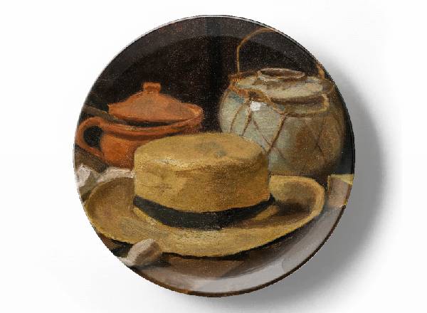 Декоративная тарелка Винсент Ван Гог Натюрморт с желтой соломенной шляпой