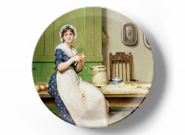 Decorative plate George Dunlop Leslie Peeling apples