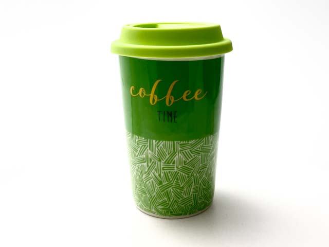 Термокружка «Coffee Time» 1/2 Форма: Royal Classics. Фарфор, силиконовая крышка. 127 мм.