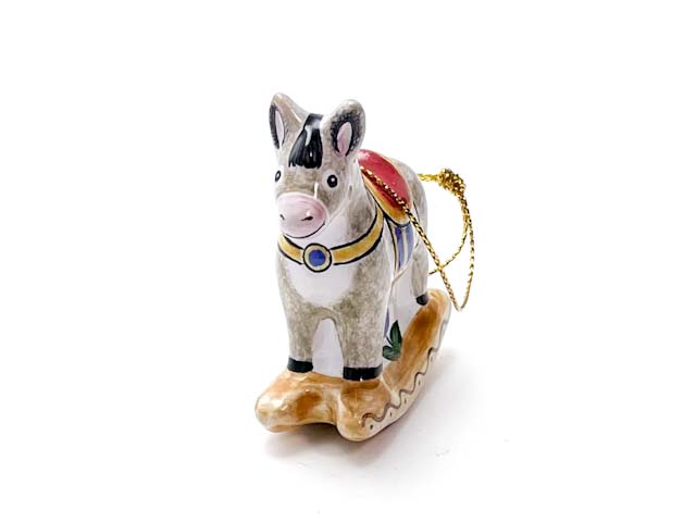 Елочная игрушка «Ослик-качалка» Форма: Ослик-качалка. Майолика. 57 x 22 x 57 мм.