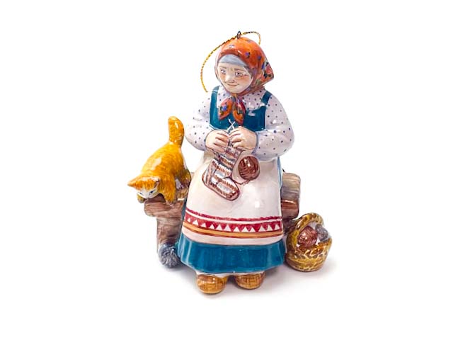 Елочная игрушка «Бабушка» Форма: Бабушка. Майолика. 70 x 90 мм.