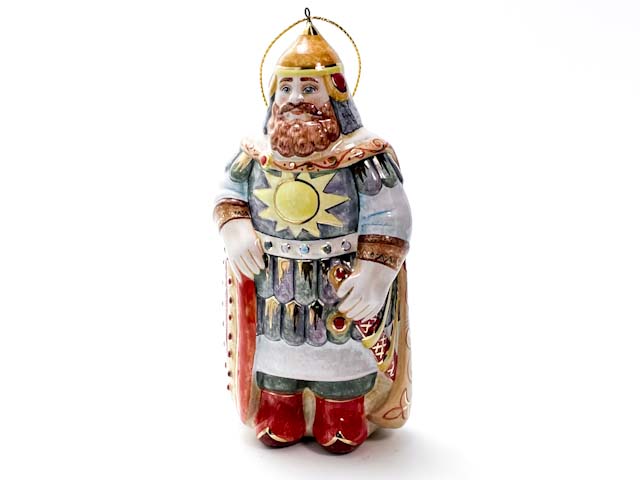 Елочная игрушка «Богатырь» Форма: Богатырь. Майолика. 65 x 130 мм.