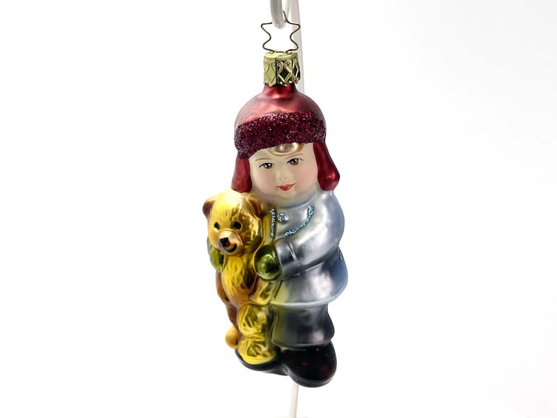 Елочная игрушка «Невинные сердца. Мальчик с мишкой» Стекло. 50 x 130 мм.