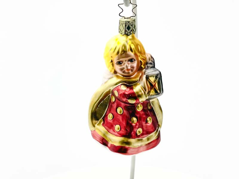 Елочная игрушка «Девочка с фонариком» Стекло. 50 x 110 мм.