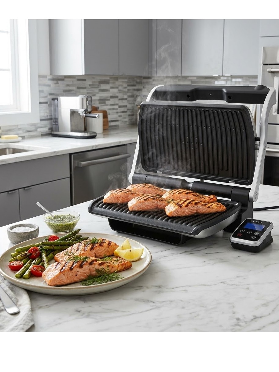 Гриль электрический Tefal OptiGrill XL 9 автопрограмм, со съемными панелями, GC722D34
