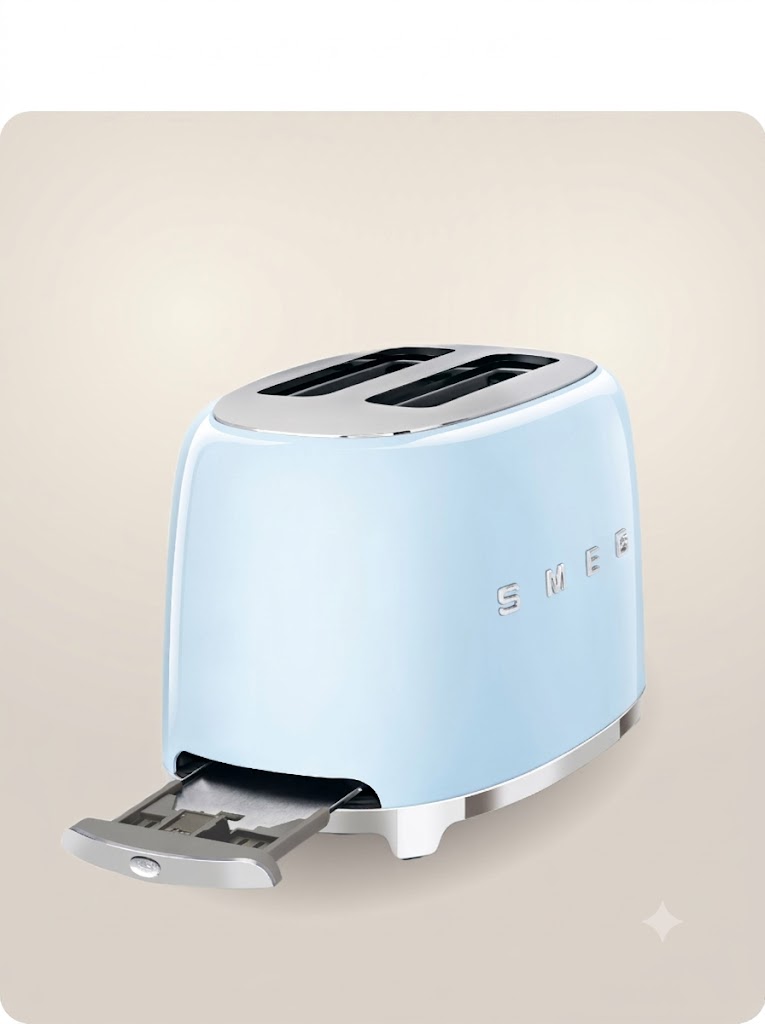 Тостер SMEG TSF01PBEU на 2 ломтика Цвет пастельно-голубой глянцевый